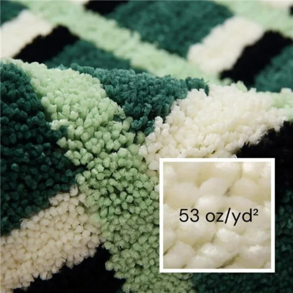 Green Checkered Bathroom Rug 24x16 Soft Absorbent Non Slip Washable Plush Bath M
